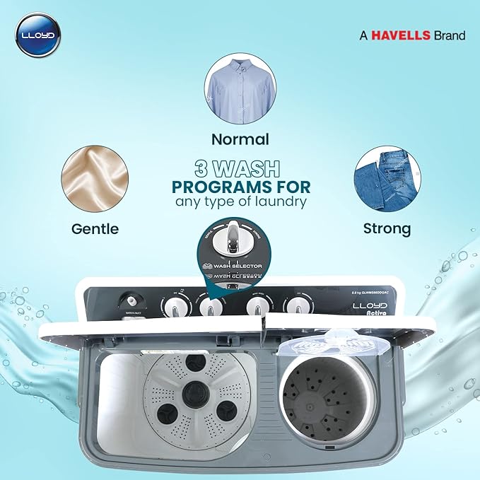 Lloyd 7.0 Kg Semi Automatic Top Load Washing Machine GLWS705EA Dark Grey, Swift Dry