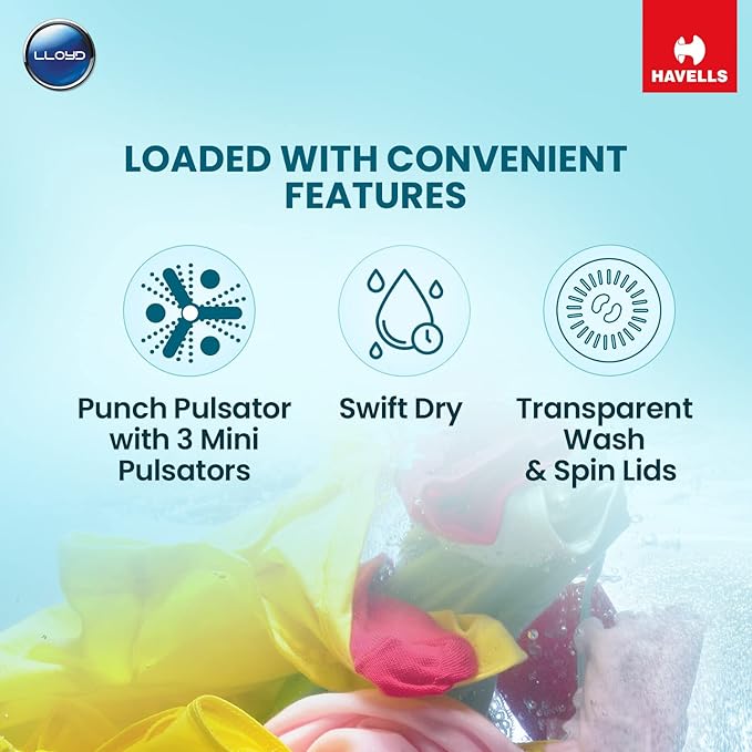 Lloyd 7.0 Kg Semi Automatic Top Load Washing Machine GLWS705EA Dark Grey, Swift Dry