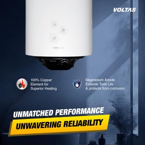 Voltas AquaM 25 L 5 Star Vertical Mounting 2000W Water Heater (Copper, 2024 Model, Aqua M 255VMBWT, White)