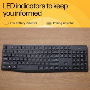 HP CS10 Wireless Keyboard Mouse Combo/2.4 GHz Wireless Connection/Ergonomic Design/Energy and Electricity Saving/Plug and Play, Intelligent Dormancy/Drop Key Cap/ 1600 dpi/Black (7YA13PA)