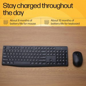 HP CS10 Wireless Keyboard Mouse Combo/2.4 GHz Wireless Connection/Ergonomic Design/Energy and Electricity Saving/Plug and Play, Intelligent Dormancy/Drop Key Cap/ 1600 dpi/Black (7YA13PA)