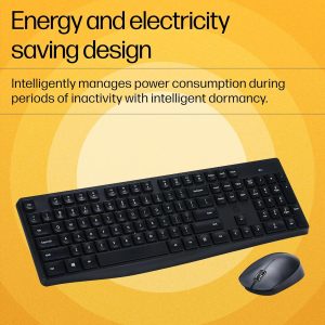 HP CS10 Wireless Keyboard Mouse Combo/2.4 GHz Wireless Connection/Ergonomic Design/Energy and Electricity Saving/Plug and Play, Intelligent Dormancy/Drop Key Cap/ 1600 dpi/Black (7YA13PA)